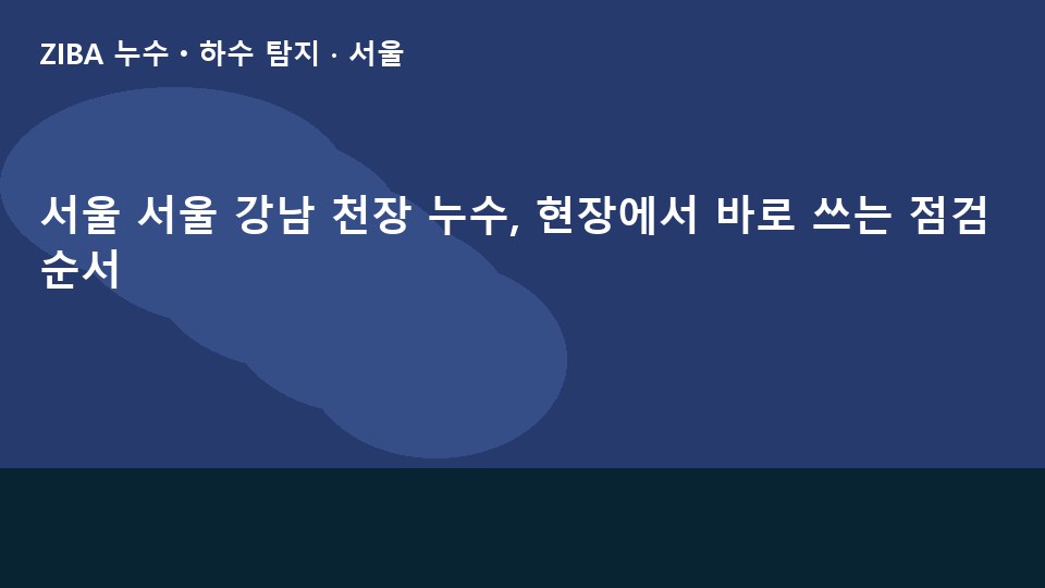 서울 서울 강남 천장 누수, 현장에서 바로 쓰는 점검 순서