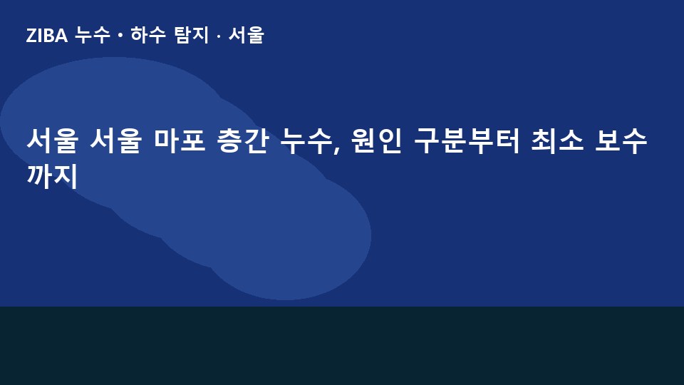 서울 서울 마포 층간 누수, 원인 구분부터 최소 보수까지