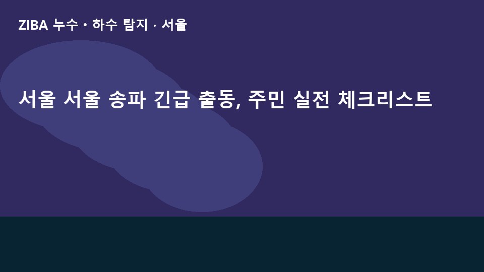 서울 서울 송파 긴급 출동, 주민 실전 체크리스트