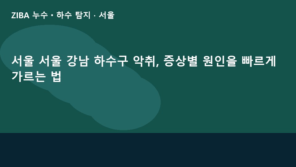 서울 서울 강남 하수구 악취, 증상별 원인을 빠르게 가르는 법