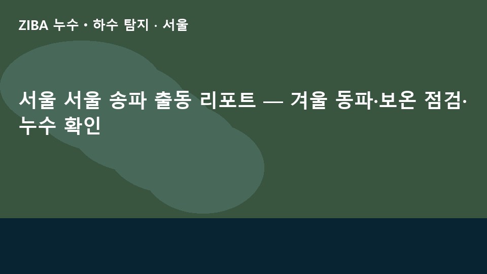 서울 서울 송파 출동 리포트 — 겨울 동파·보온 점검·누수 확인